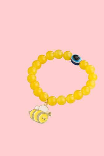  unisex yellow artificial beads stylish bracelet