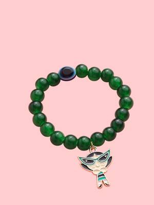unisex green artificial beads stylish bracelet 1