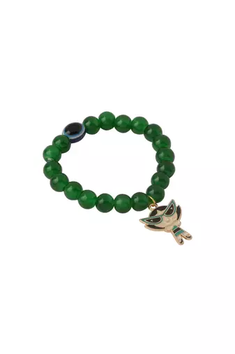 unisex green artificial beads stylish bracelet
