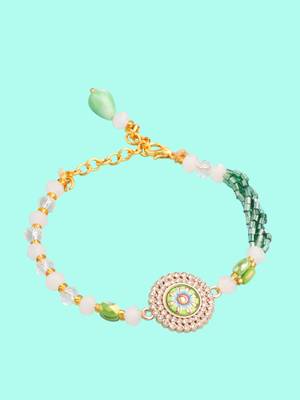   green artificial stones & beads floral wraparound bracelet 1