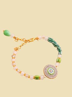   green artificial stones & beads floral wraparound bracelet 5