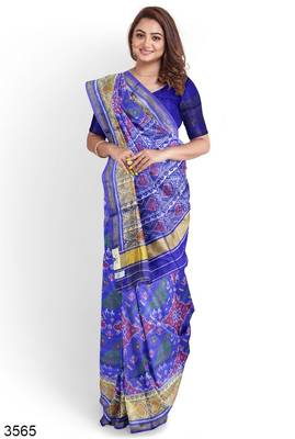 Purple patola silk single ikkat silk saree 1