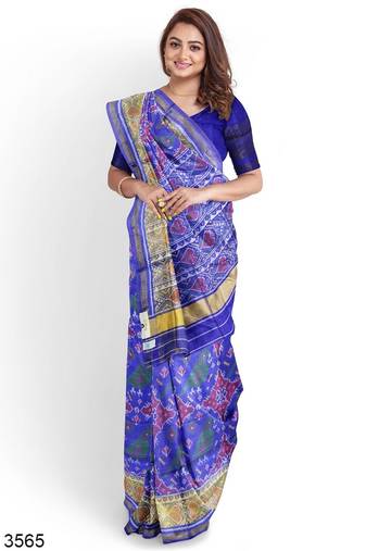 Purple patola silk single ikkat silk saree