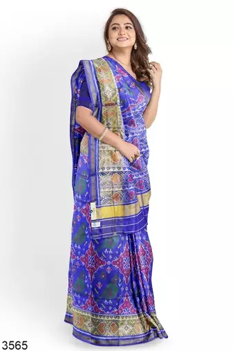Purple patola silk single ikkat silk saree