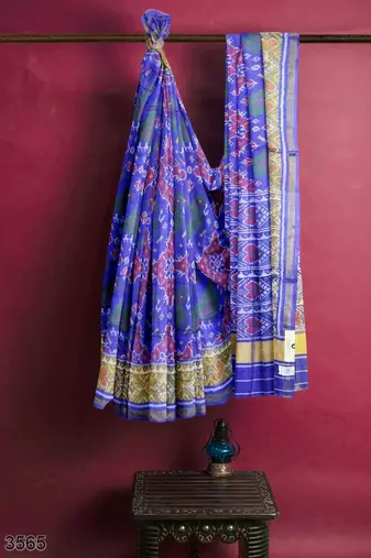 Purple patola silk single ikkat silk saree