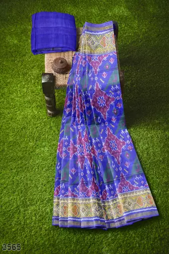 Purple patola silk single ikkat silk saree