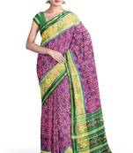 Magenta and green patola silk single ikkat silk saree