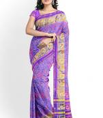 Lavender patola silk single ikkat silk saree