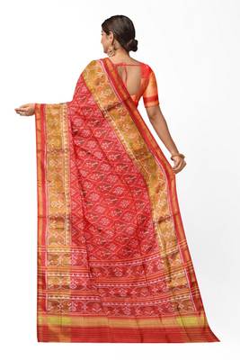 Red patola silk single ikkat silk saree 2