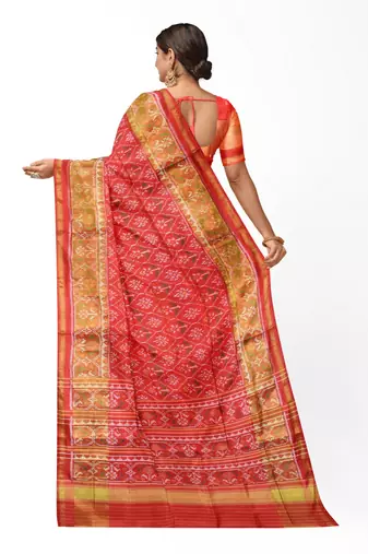 Red patola silk single ikkat silk saree