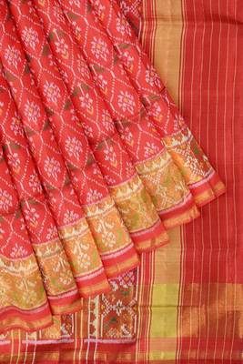 Red patola silk single ikkat silk saree 5