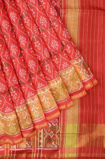 Red patola silk single ikkat silk saree