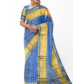 Turquoise blue patola silk single ikkat silk saree