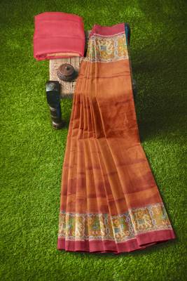 Red and yellow patola silk single ikkat silk saree 5