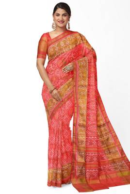 Red patola silk single ikkat silk saree 1