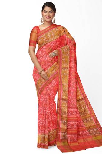 Red patola silk single ikkat silk saree