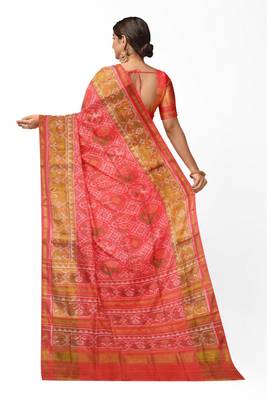 Red patola silk single ikkat silk saree 2