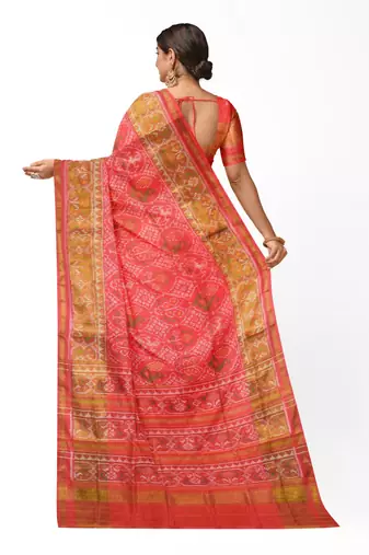Red patola silk single ikkat silk saree