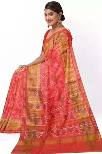 Red patola silk single ikkat silk saree