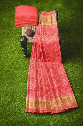 Red patola silk single ikkat silk saree