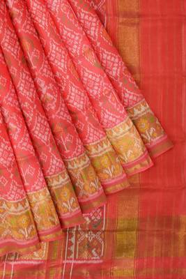 Red patola silk single ikkat silk saree 5