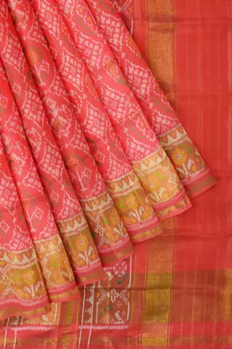 Red patola silk single ikkat silk saree