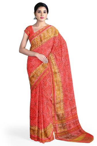 Red patola silk single ikkat silk saree