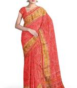 Red patola silk single ikkat silk saree