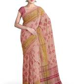 Baby pink patola silk single ikkat silk saree