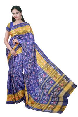 Blue patola silk single ikkat silk saree 1