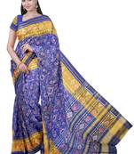 Blue patola silk single ikkat silk saree