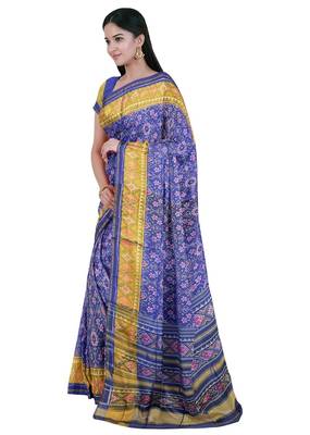 Blue patola silk single ikkat silk saree 3