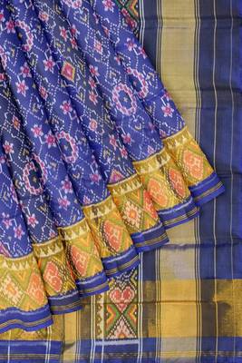 Blue patola silk single ikkat silk saree 5