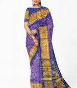 Blue patola silk single ikkat silk saree