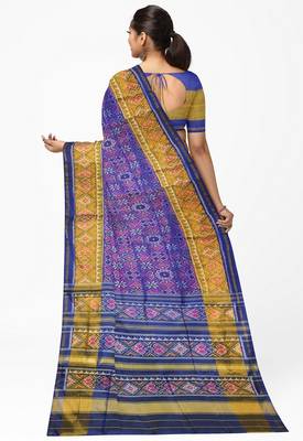 Blue patola silk single ikkat silk saree 2