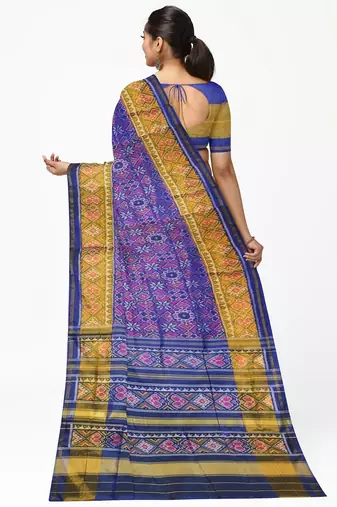 Blue patola silk single ikkat silk saree