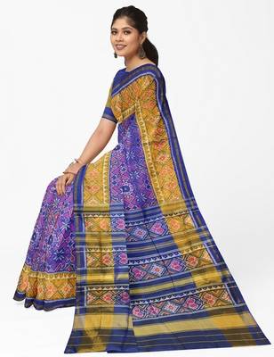 Blue patola silk single ikkat silk saree 3