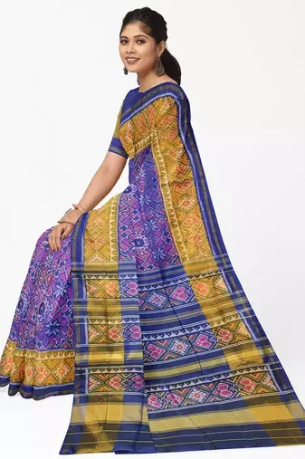 Blue patola silk single ikkat silk saree