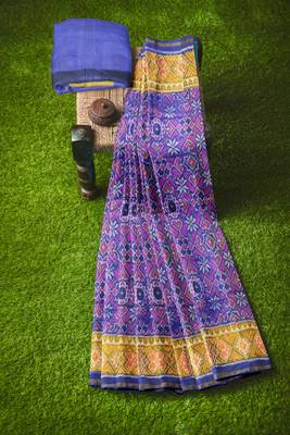 Blue patola silk single ikkat silk saree 4
