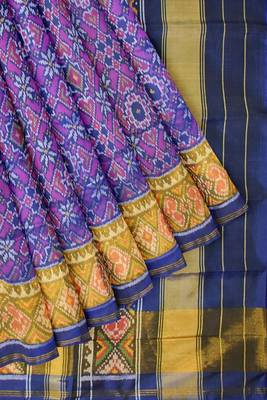 Blue patola silk single ikkat silk saree 5