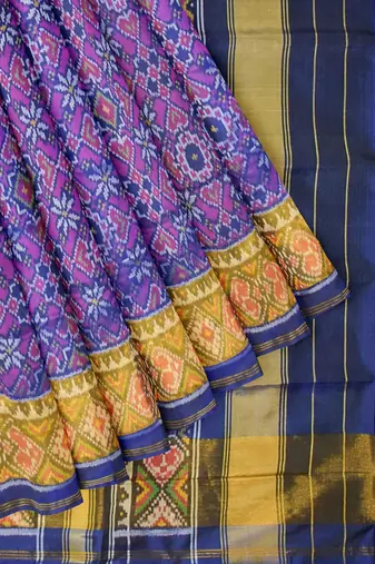 Blue patola silk single ikkat silk saree