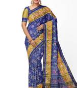 Blue patola silk single ikkat silk saree