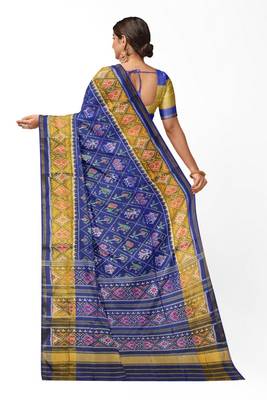 Blue patola silk single ikkat silk saree 2