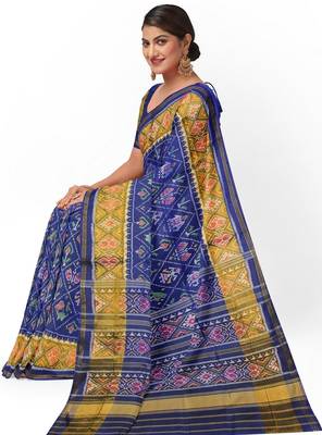 Blue patola silk single ikkat silk saree 3