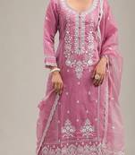 Pink Embroidered silk salwar suit