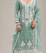 light-green Embroidered silk salwar suit