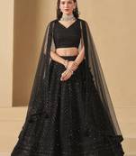 Black Thread Work Georgette Party Wear Lehenga Choli