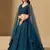 teal blue thread work georgette lehenga set choli with dupatta