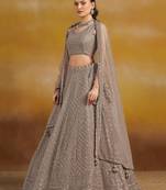 Grey Sequins Georgette Lehenga Choli With Dupatta