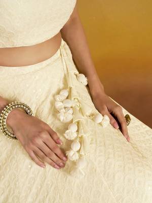 off white sequins georgette lehenga set choli with dupatta 5